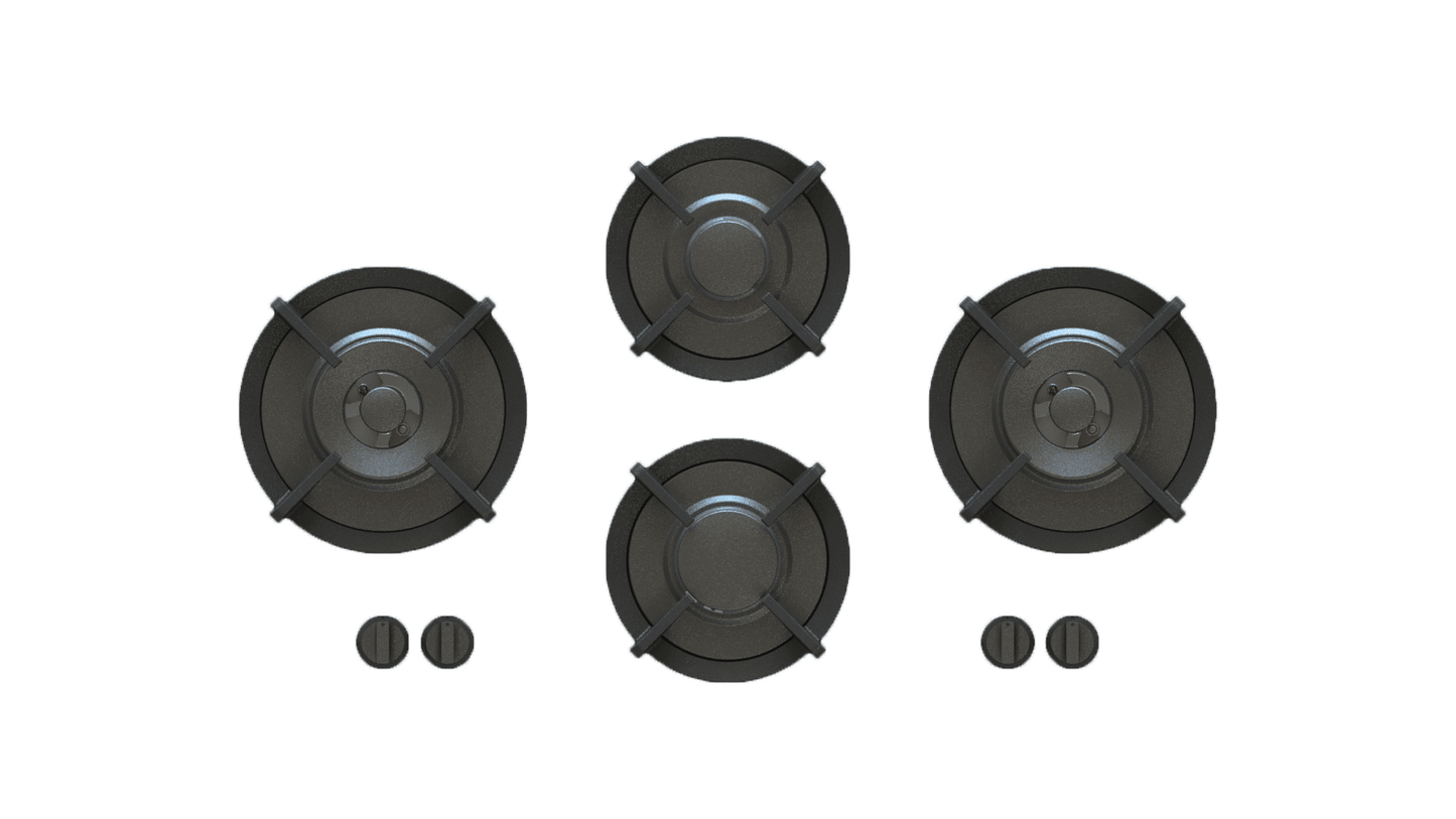 PITT DEMPO DEMPO4BT-NG, 4-Burner, Top Mounted Control Knobs, BLACK Edition Burners, Natural Gas