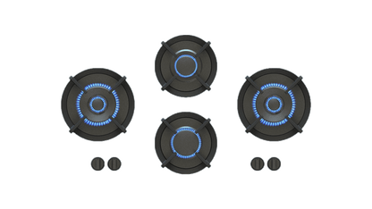 PITT DEMPO DEMPO4BT-NG, 4-Burner, Top Mounted Control Knobs, BLACK Edition Burners, Natural Gas