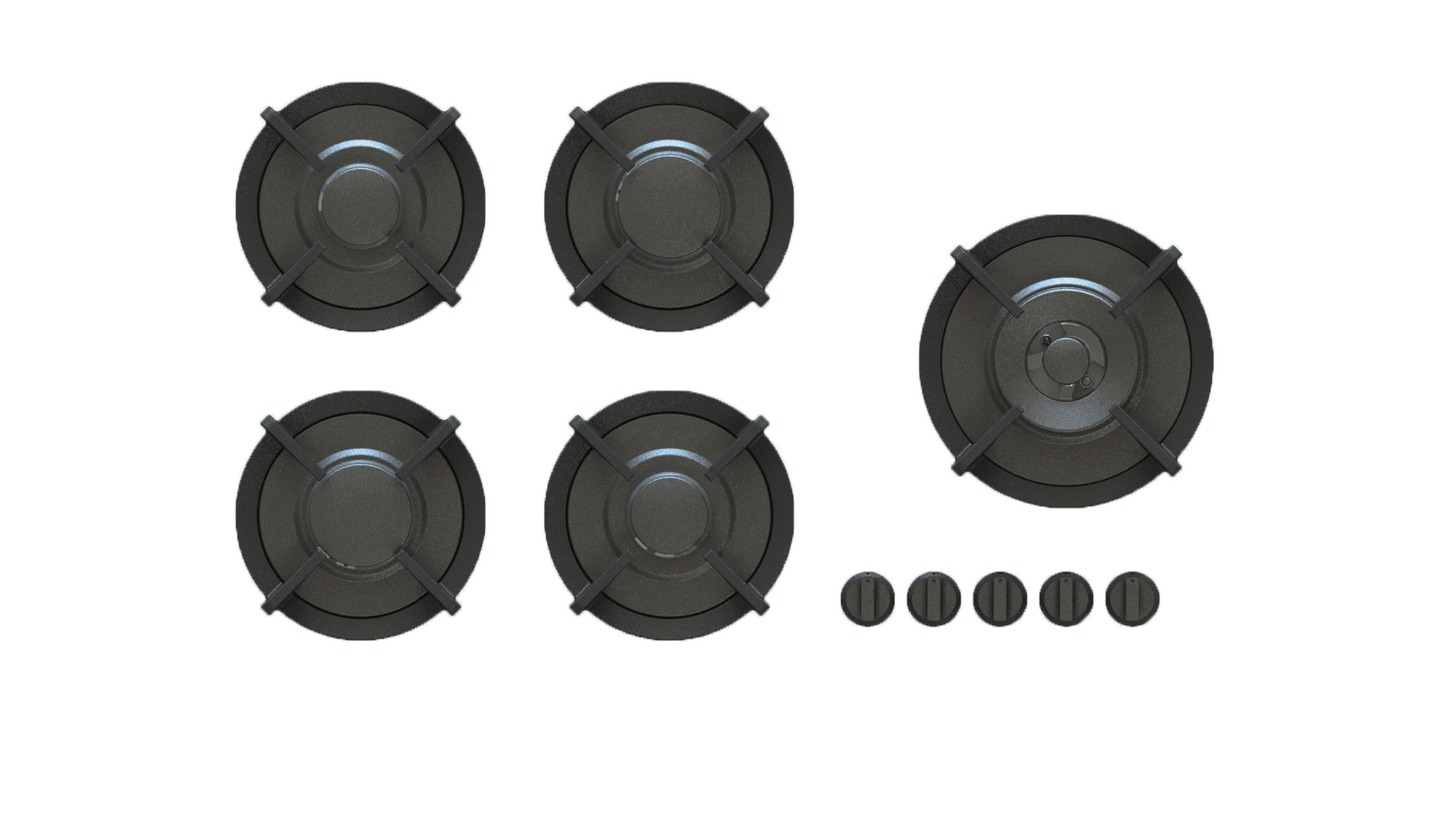 PITT EBEKO EBEKO5PT-NG, 5-Burner, Top Mounted Control Knobs, PRO Brass Burners, Natural Gas