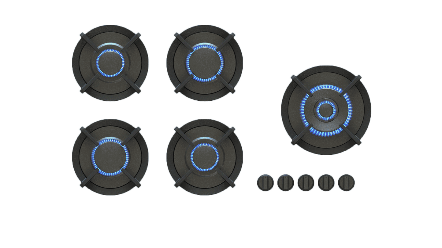 PITT EBEKO EBEKO5PT-NG, 5-Burner, Top Mounted Control Knobs, PRO Brass Burners, Natural Gas