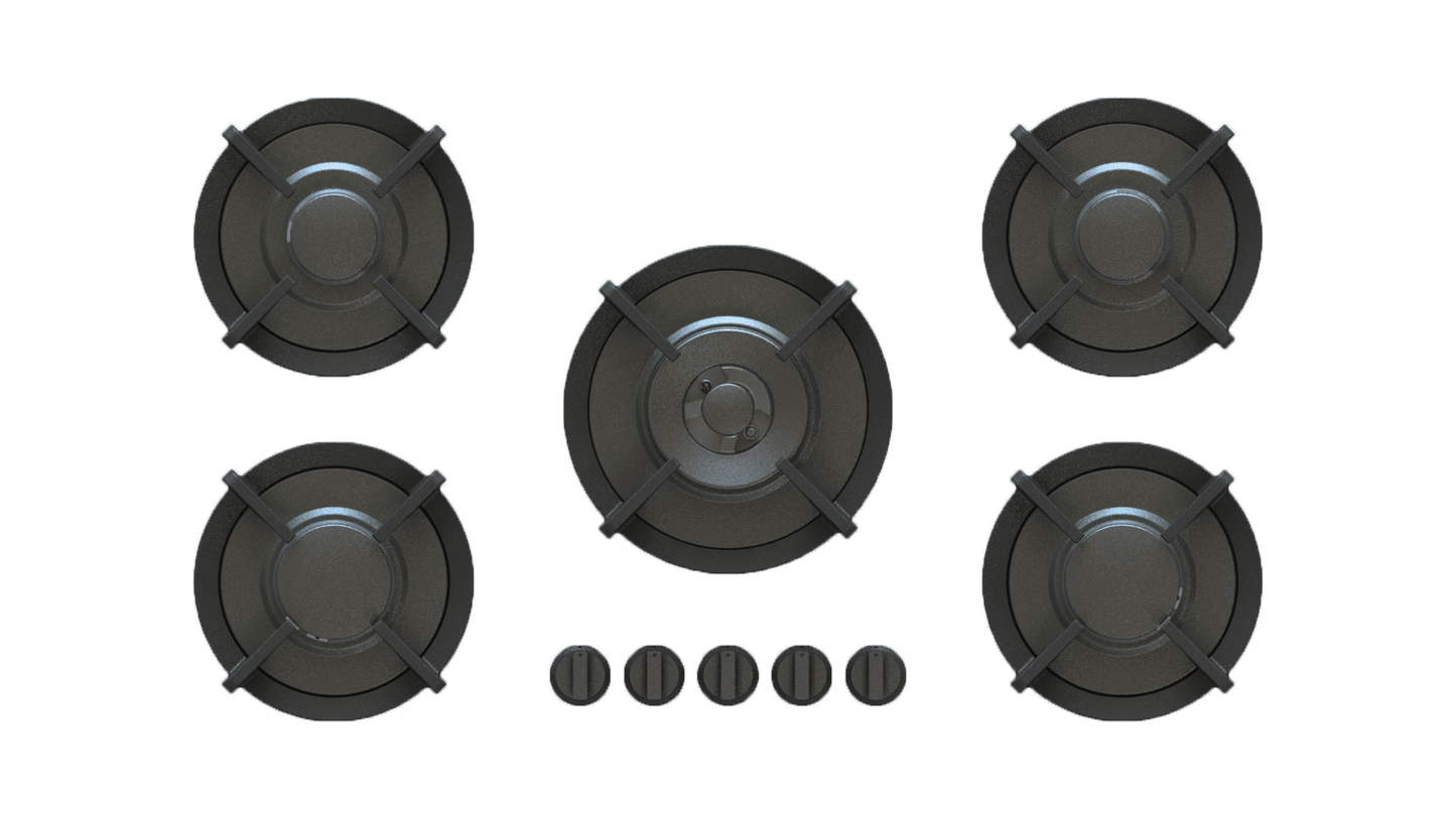 PITT ELBRUS ELBRUS5BT-NG, 5-Burner, Top Mounted Control Knobs, BLACK Edition Burners, Natural Gas