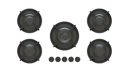 PITT ELBRUS ELBRUS5BT-NG, 5-Burner, Top Mounted Control Knobs, BLACK Edition Burners, Natural Gas
