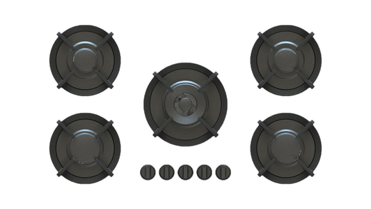 PITT ELBRUS ELBRUS5BT-NG, 5-Burner, Top Mounted Control Knobs, BLACK Edition Burners, Natural Gas