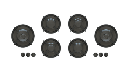PITT FOESSA FOESSA6BT-NG, 6-Burner, Top Mounted Control Knobs, BLACK Edition Burners, Natural Gas