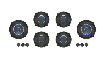 PITT FOESSA FOESSA6BT-NG, 6-Burner, Top Mounted Control Knobs, BLACK Edition Burners, Natural Gas