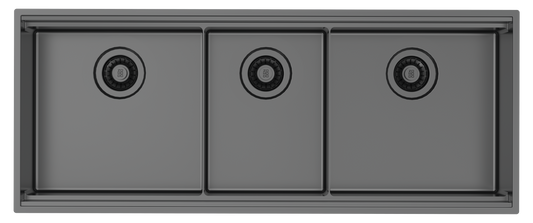ZOMODO IQC400T 44" Triple Bowl 2-Tier Workstation Sink + Accessories Kit