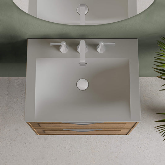 STONETOUCH 3NEV24 Neve 24'' Mineralsolid Vanity Top - 3 Holes