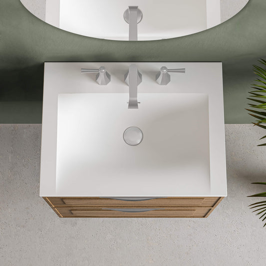 STONETOUCH 3NEV24 Neve 24'' Mineralsolid Vanity Top - 3 Holes