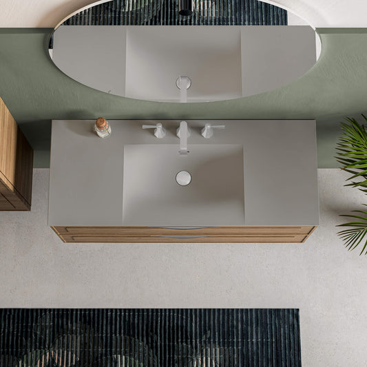 STONETOUCH 3NEV48 Neve 48'' Mineralsolid Vanity Top - 3 Holes