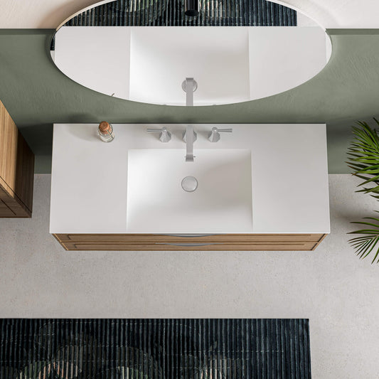 STONETOUCH 3NEV48 Neve 48'' Mineralsolid Vanity Top - 3 Holes