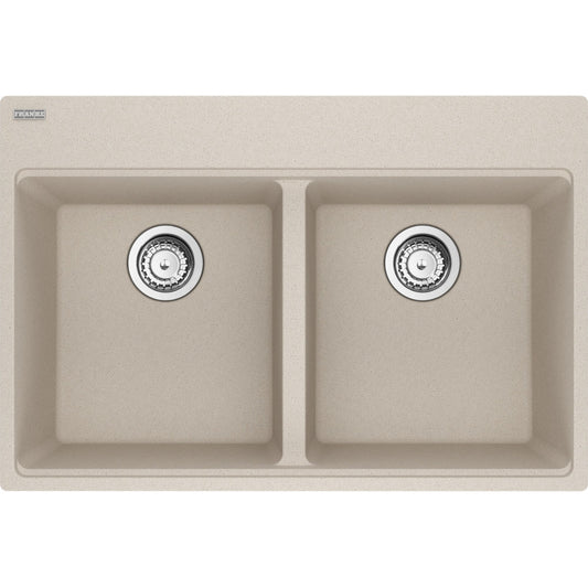 FRANKE MAG6201414 MARIS TM GRN DBL 33CAB WITH STRAINER BASKET GRANITE COMPOSITE SINK