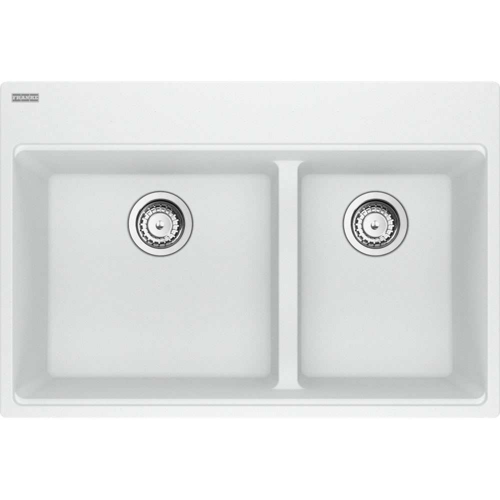 FRANKE MAG6601611LD MARIS TM GRN DBL 33CAB LOW DIVIDE WITH STRAINER BASKET GRANITE COMPOSITE SINK
