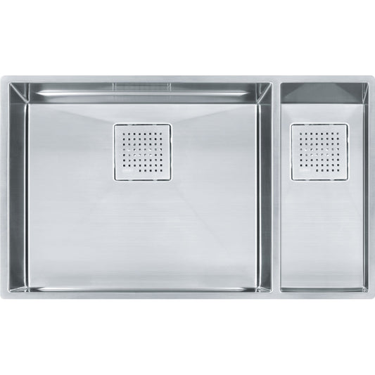 FRANKE PKX160 PEAK UM 16G SS DBL 36CAB WITH STRAINER BASKET STAINLESS STEEL SINK