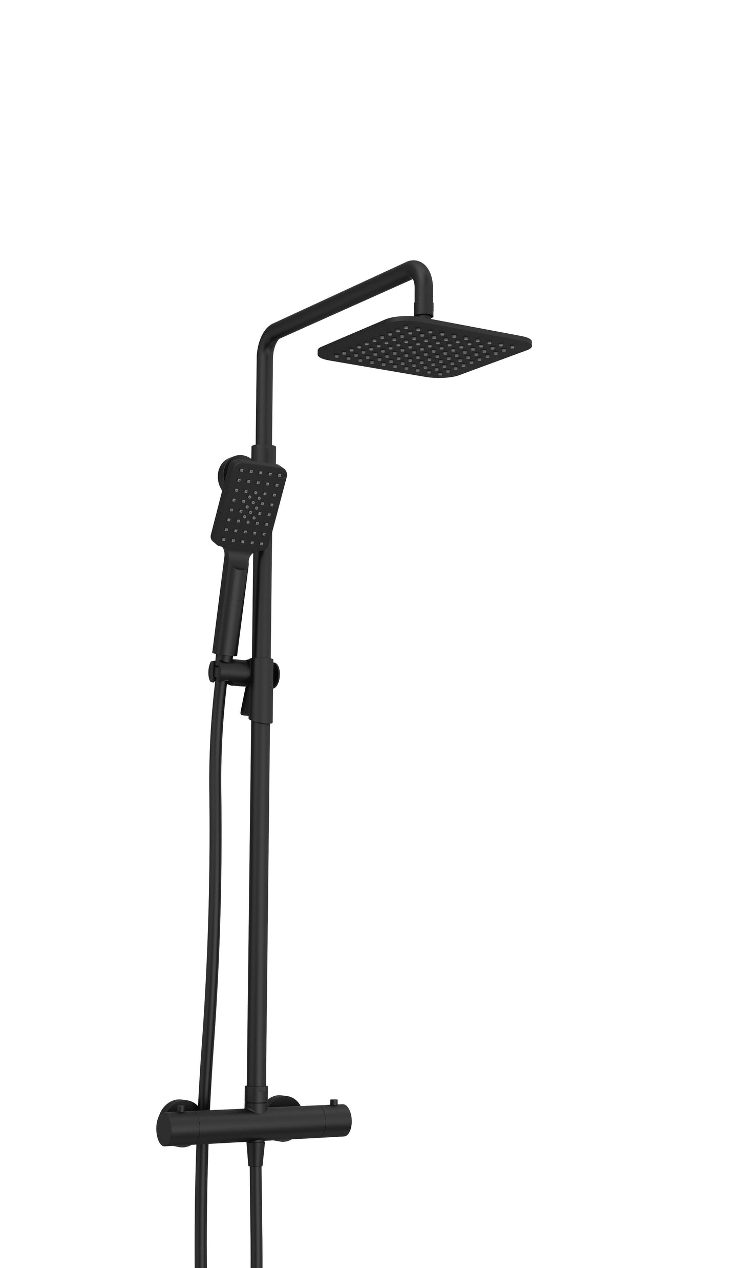 Complete thermostatic shower kit on pillar (shared ports)