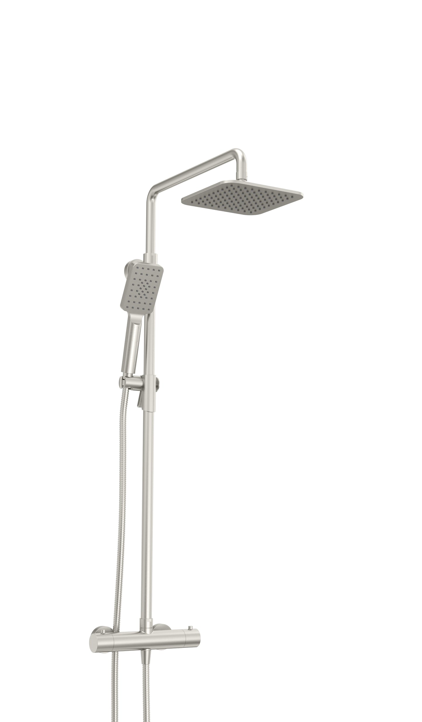 Complete thermostatic shower kit on pillar (shared ports)