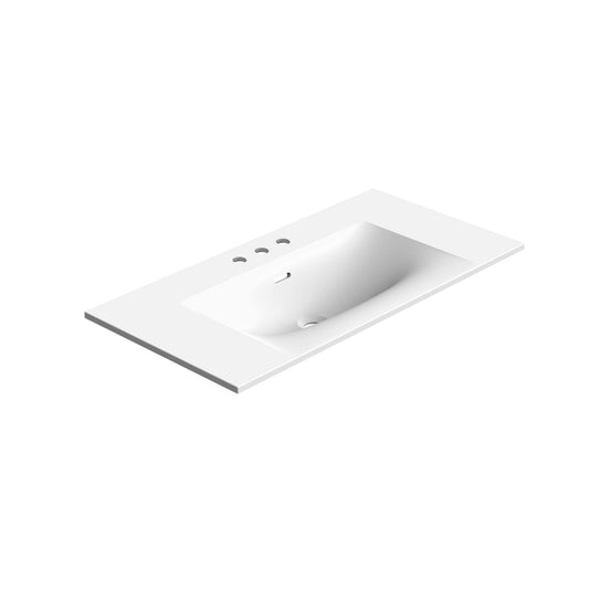 STONETOUCH 3NEV36 Neve 36'' Mineralsolid Vanity Top - 3 Holes