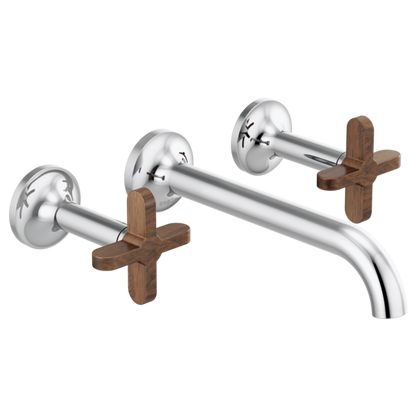 BRIZO ODIN T65875LF Widespread Lavatory Faucet - Cross Wood Handles 1.2 GPM
