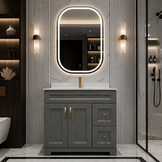 36" Vanity - Quartz Counter Top & Porcelain Sink