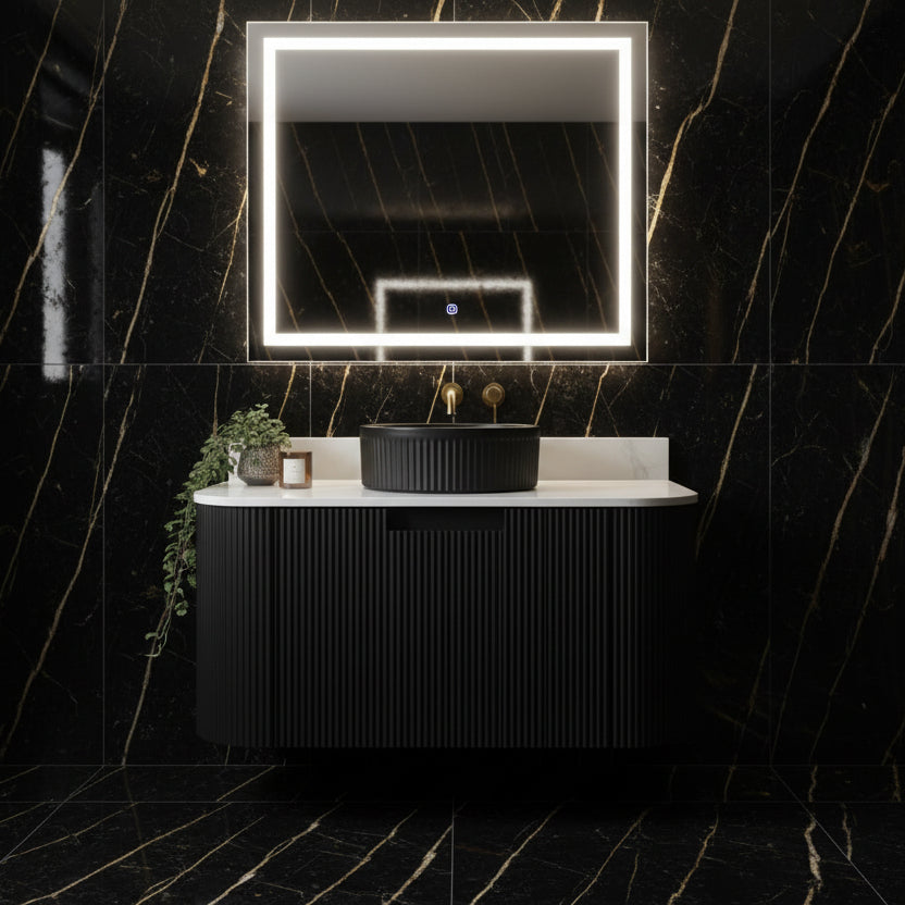 SHIRAZ Wall-Mount Fluted Black Vanity