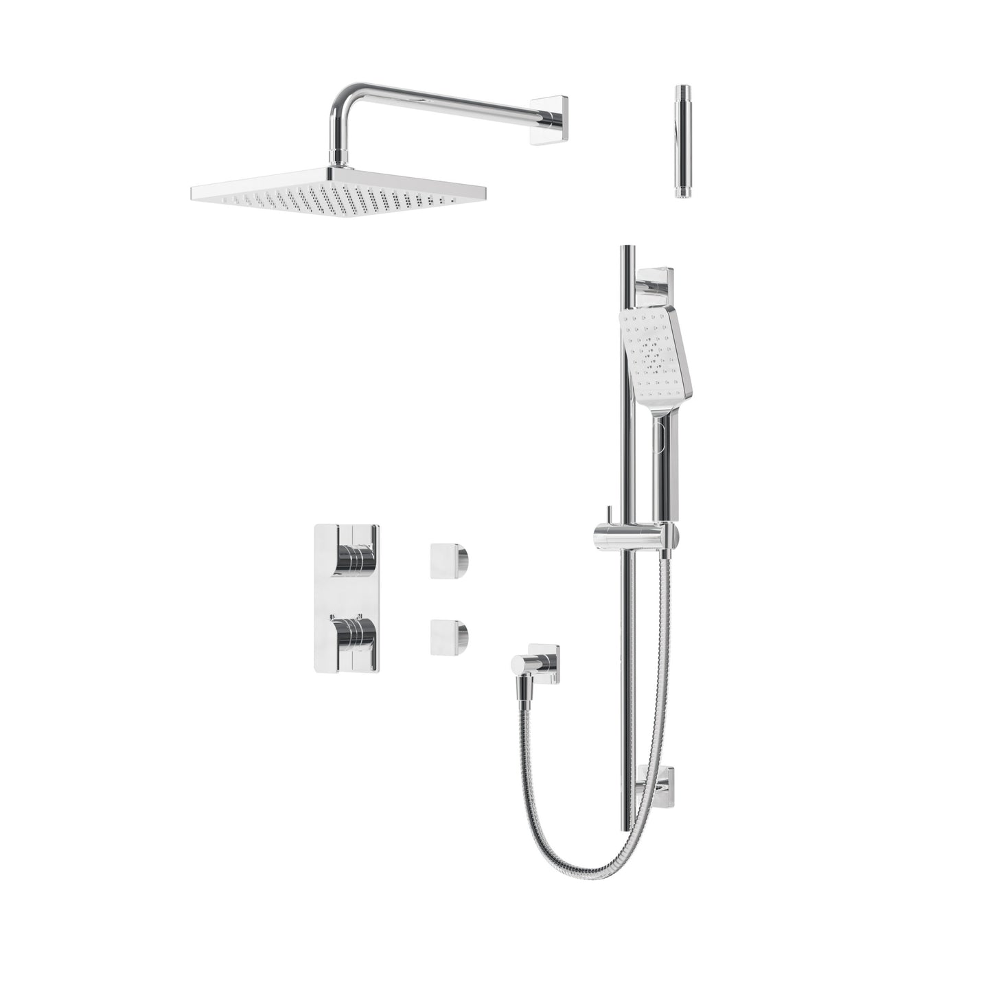 Square Thermostatic Shower Trim Kit 2-way Shared