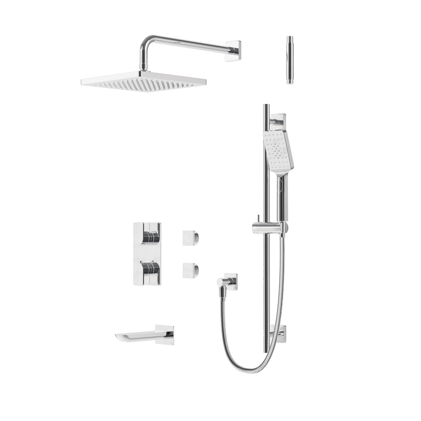 Square Rounded Thermostatic Shower Trim Kit 3-way Shared