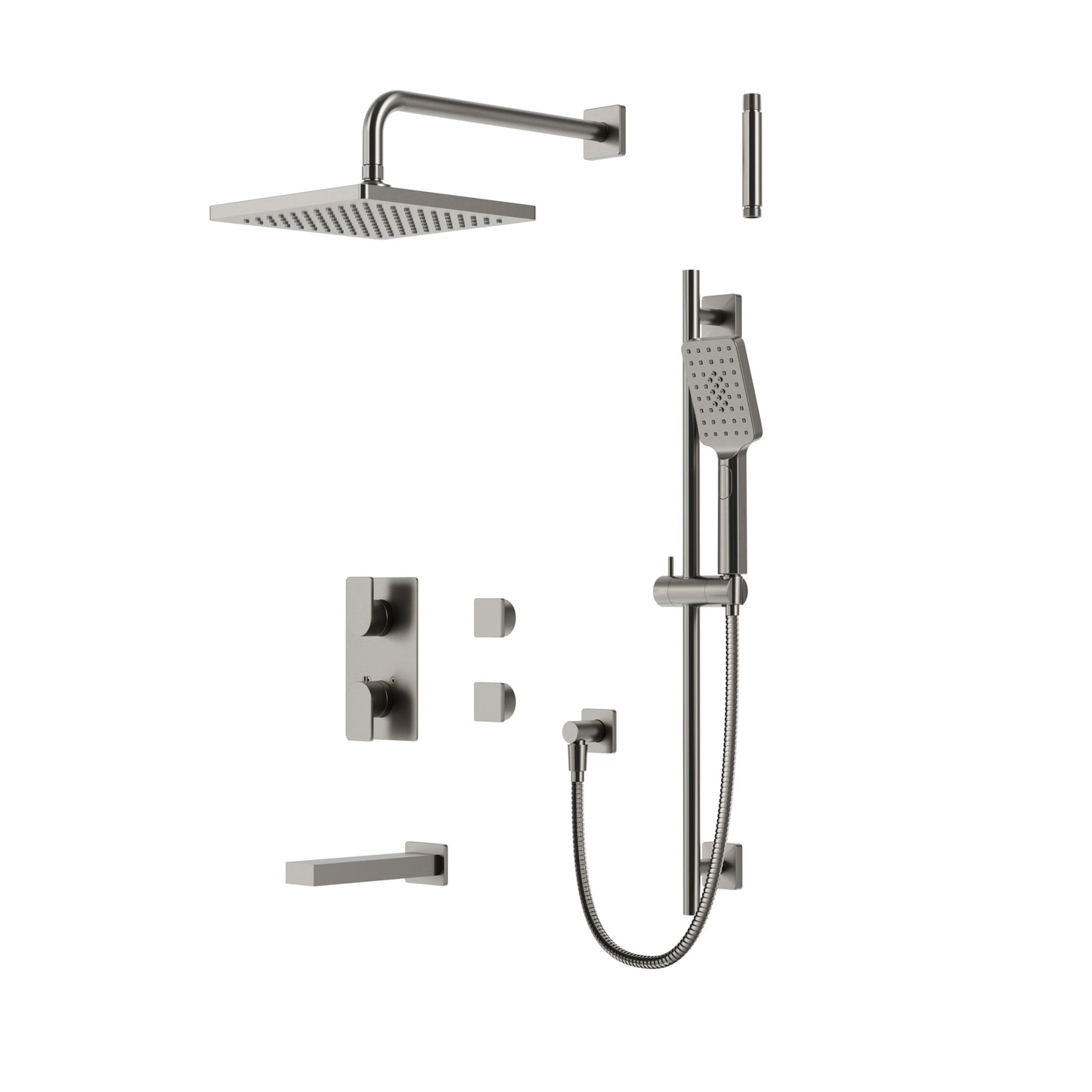 Square Thermostatic Shower Trim Kit 3-way Shared