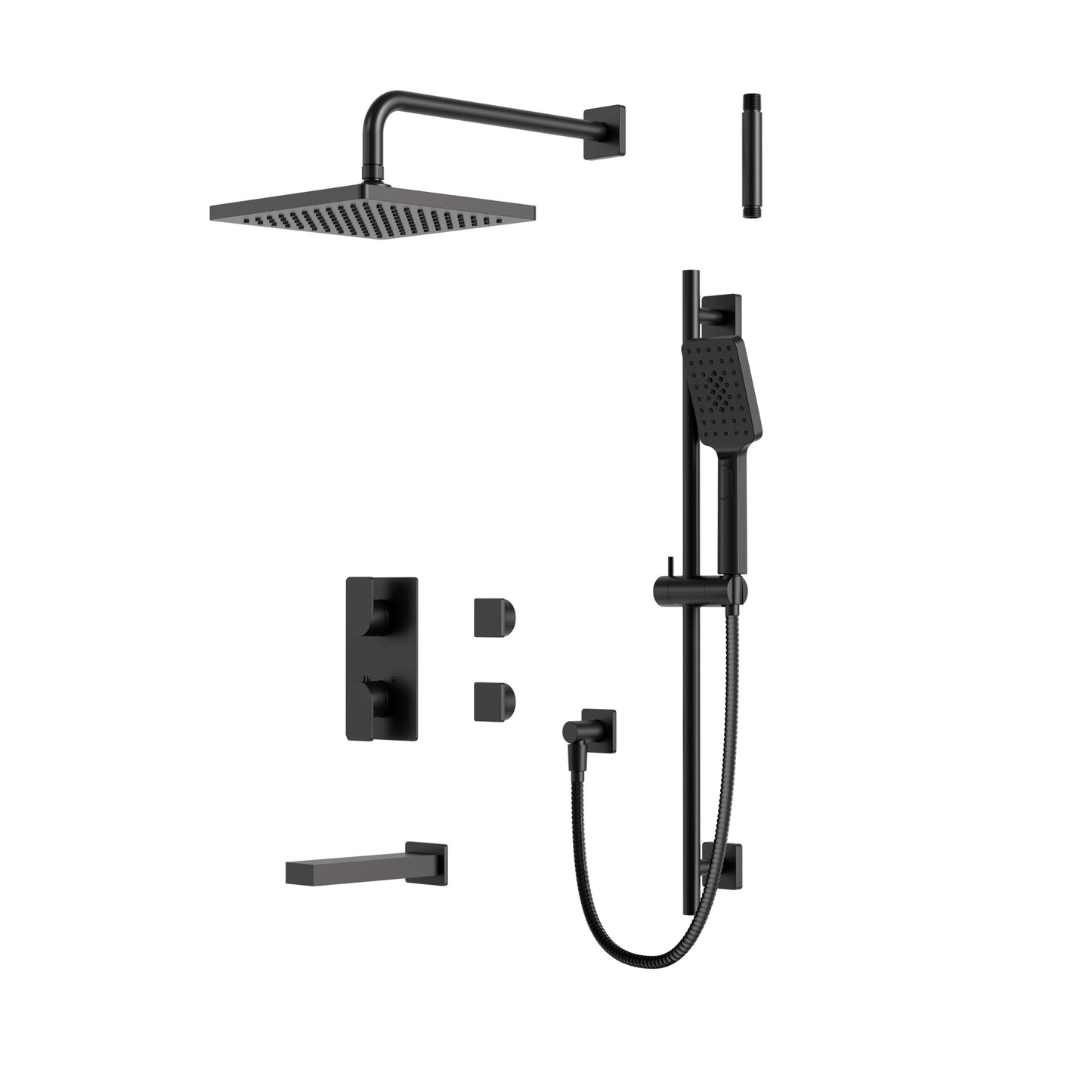 Square Thermostatic Shower Trim Kit 3-way Shared