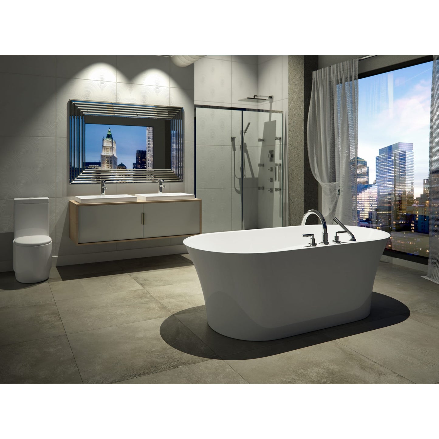 Baden 3266 AFR Acrylic Freestanding Center Drain Bathtub in White