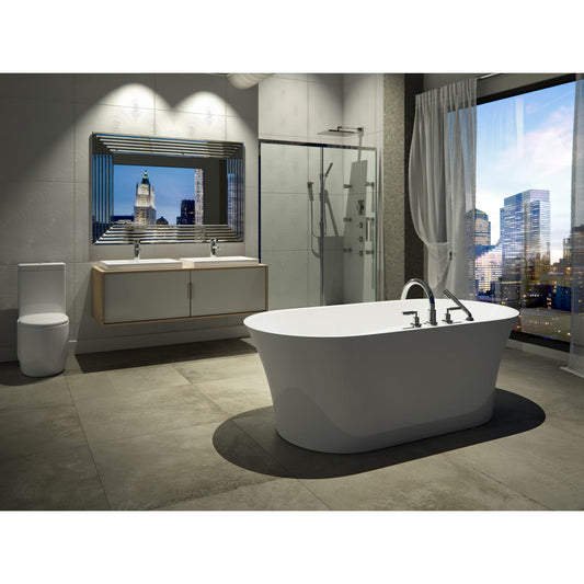 Baden 3266 AFR Acrylic Freestanding Center Drain Bathtub in White