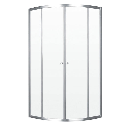 Barolo Neo-Round 36 x 36 x 36 in. 4 mm Sliding Shower Door for Corner Installation with Clear Glass in Chrome