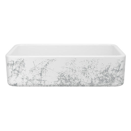 SHAWS RC3618 36 Inch Lancaster White Single Bowl Farmhouse Apron Front Fireclay Kitchen Sink With Metallic Design