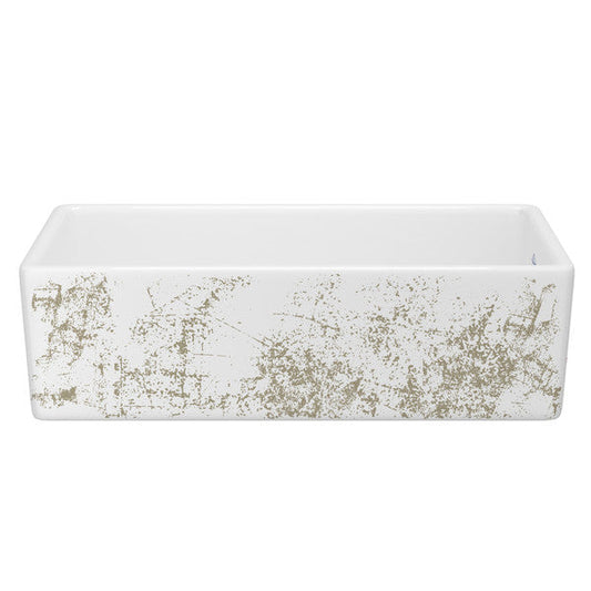 SHAWS MS3618 36 Inch Shaker White Single Bowl Apron Front Fireclay Kitchen Sink With Metallic Design