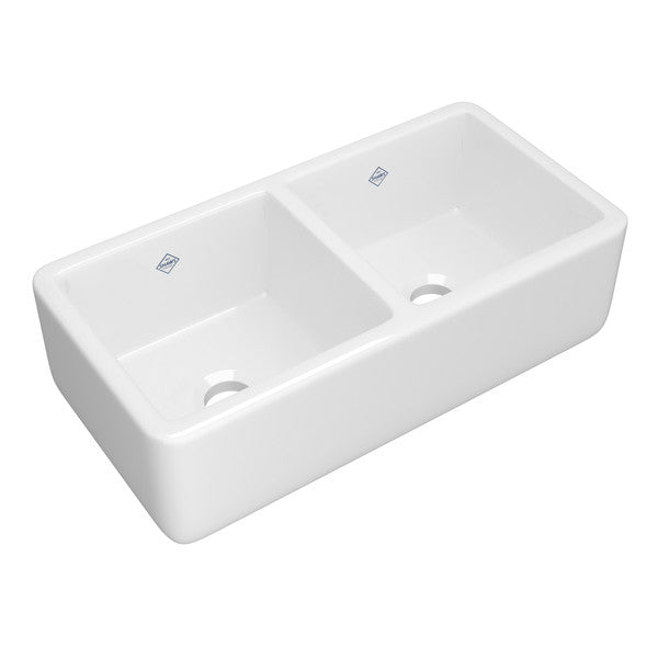 SHAWS RC3719 Original Lancaster Two Bowl Farmhouse Apron Front Fireclay Kitchen Sink