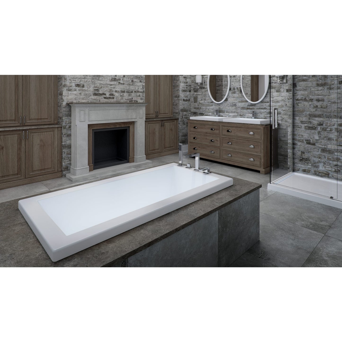Flory de Colt 7760 Acrylic Drop-in End Drain Mass-Air Bathtub in White
