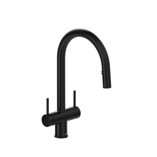 RIOBEL AZ801 Azure Two Handle Pull-Down Kitchen Faucet With C-Spout