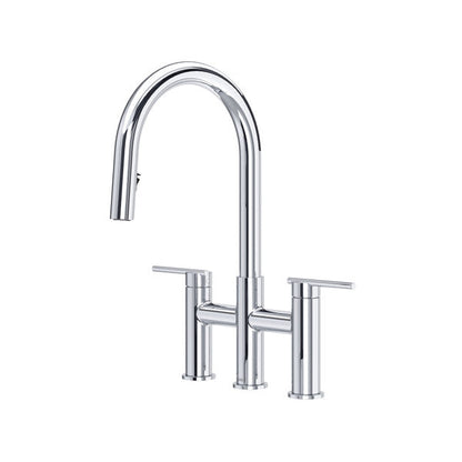 RIOBEL LT400 Lateral Bridge Pull-Down Kitchen Faucet With C-Spout