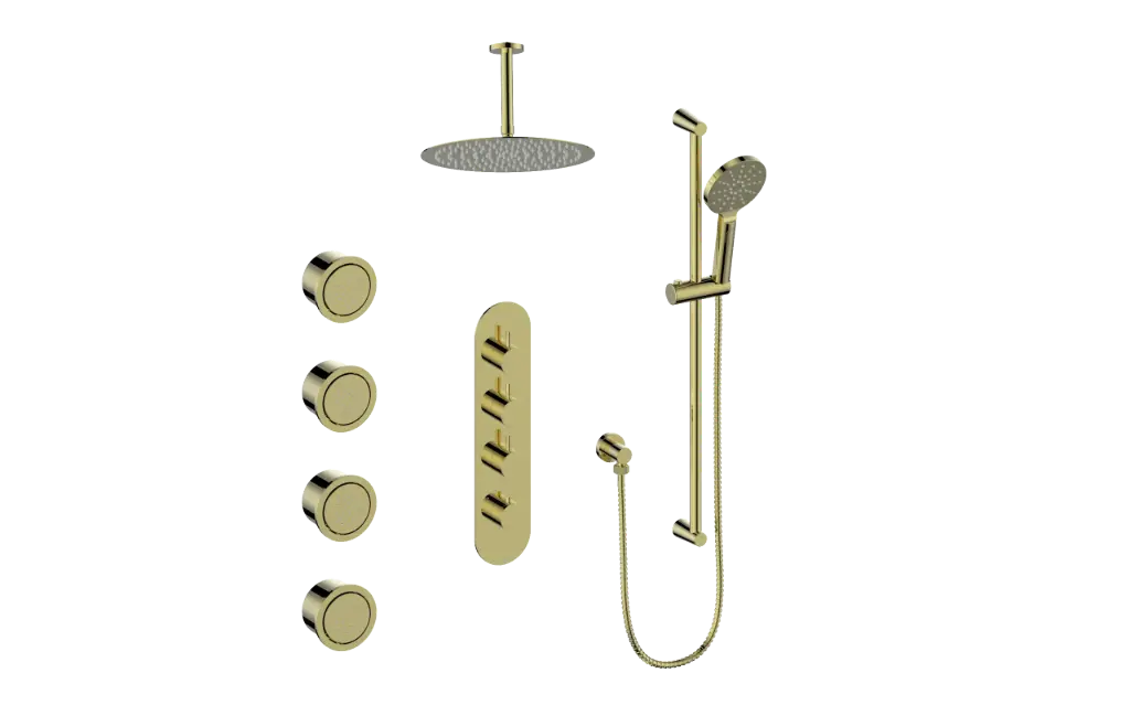 Vogt Worgl 3/4" High-Flow TH Shower Kit with Body Jets and 6" Ceiling Arm CC