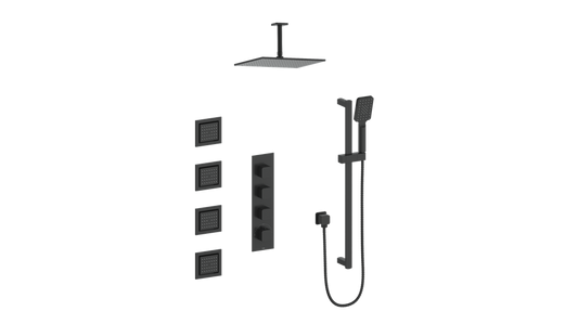 VOGT SET.NU.350.936 Niveau 3/4" High-Flow TH Shower Kit with Body Jets and 6" Ceiling Arm