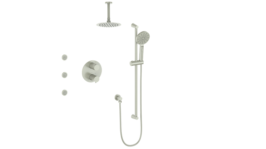 VOGT SET.WL.320.816 Worgl 3-Way TH Shower Kit with Body Jets and 6" Ceiling Arm