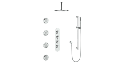 VOGT SET.DA.350.936 Drava 3-Way TH Shower Kit with Body Jets and 6" Ceiling Arm