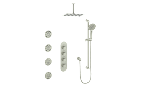 VOGT SET.WL.350.936 Worgl 3/4" High-Flow TH Shower Kit with Body Jets and 6" Ceiling Arm