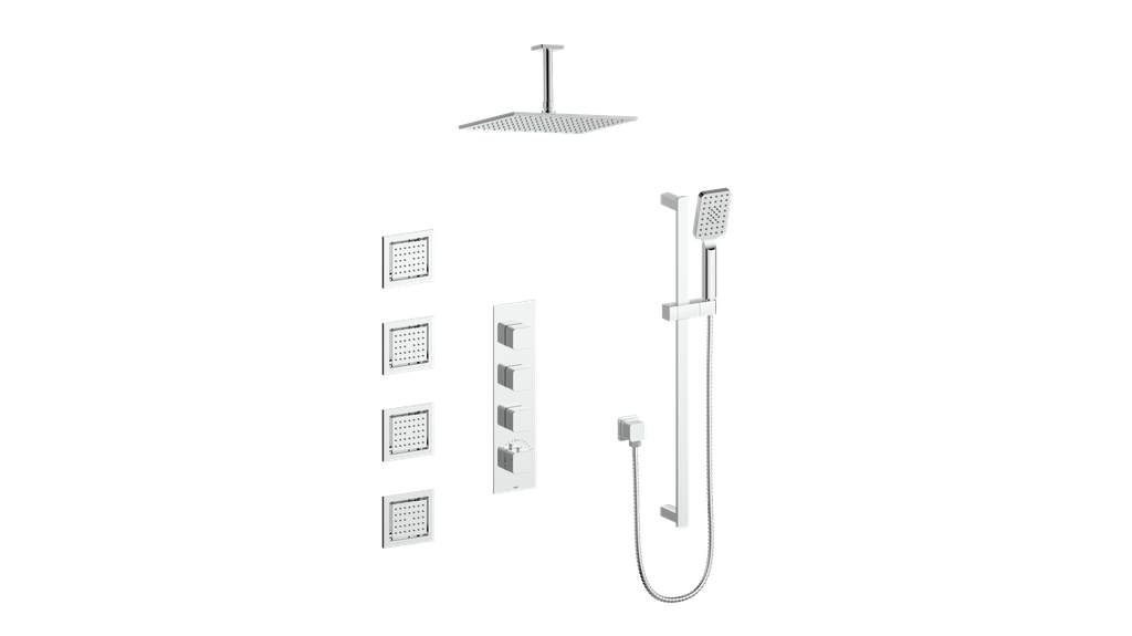VOGT SET.NU.350.936 Niveau 3/4" High-Flow TH Shower Kit with Body Jets and 6" Ceiling Arm