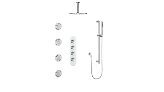 Vogt Drava 3-Way TH Shower Kit with Body Jets and 6" Ceiling Arm CC