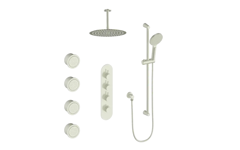 Vogt Worgl 3/4" High-Flow TH Shower Kit with Body Jets and 6" Ceiling Arm CC