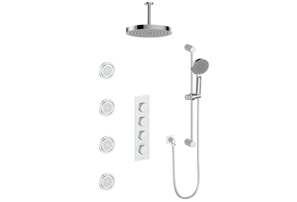 VOGT SET.M1.350.936 Mond 3/4" High-Flow TH Shower Kit with Body Jets and 6" Ceiling Arm