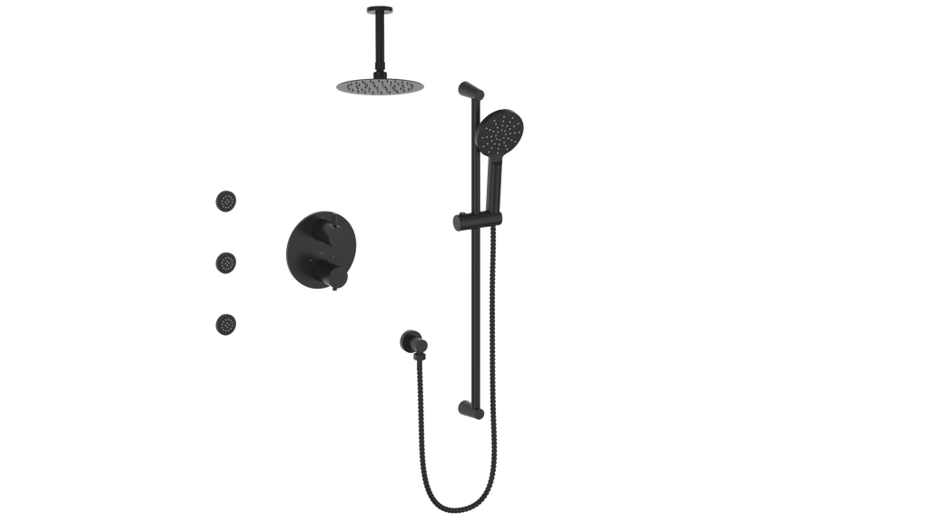 VOGT SET.WL.320.816 Worgl 3-Way TH Shower Kit with Body Jets and 6" Ceiling Arm