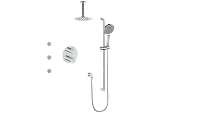 VOGT SET.WL.320.816 Worgl 3-Way TH Shower Kit with Body Jets and 6" Ceiling Arm