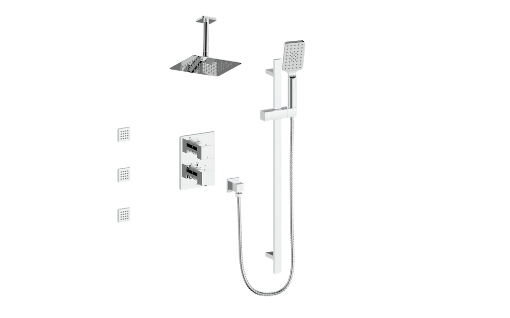 VOGT SET.KG.320.816 Kapfenberg 3-Way TH Shower Kit with Body Jets and 6" Ceiling Arm