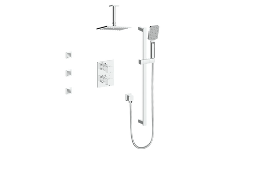 VOGT SET.NU.320.816 Niveau 3-Way TH Shower Kit with Body Jets with 6" Ceiling Arm