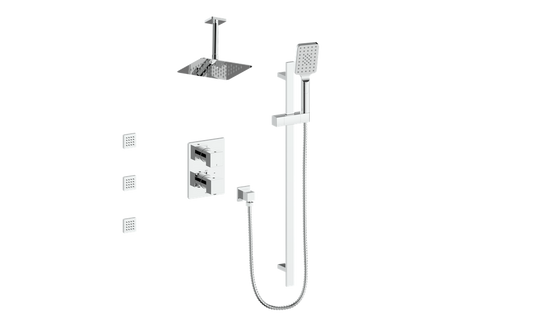 Vogt Kapfenberg 3-Way TH Shower Kit with Body Jets and 6" Ceiling Arm CC